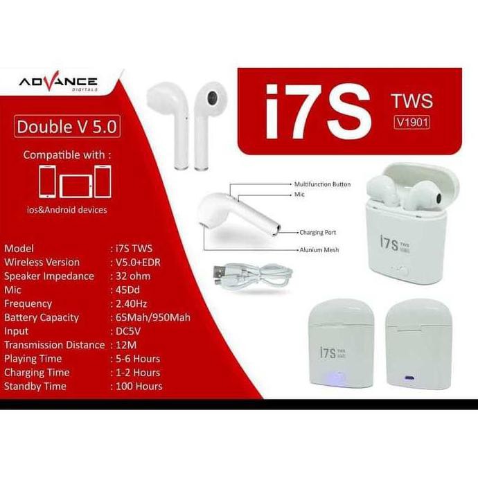 Promo I7S Airpods Earphone Bluetooth Tws 5.0 Dengan Case Charger