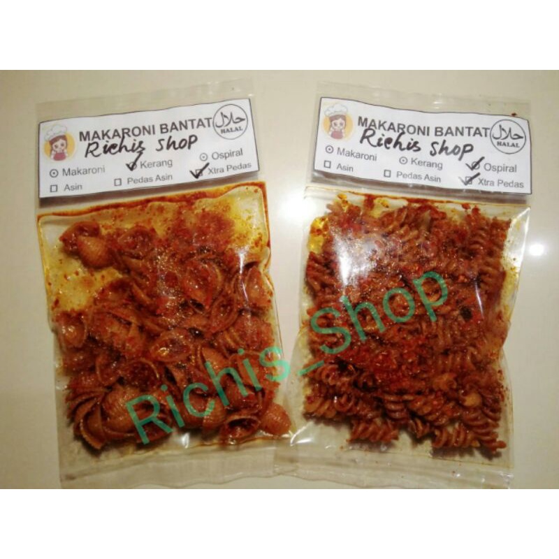 

Makaroni kerang spiral BANTAT 70gr makroni pipa cemilan bumbu basah 70gram