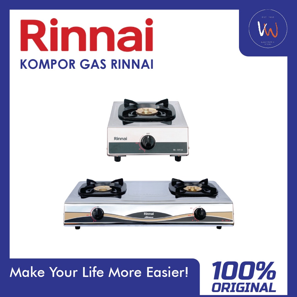 Kompor Gas Rinnai RI-511A & RI-522A Alat Alat Dapur Untuk Masak Kualitas Premium By Vw_electronicsto