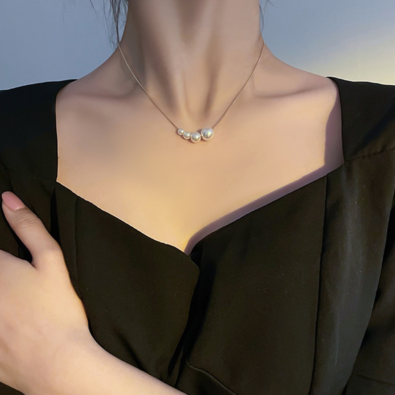 Kalung Mutiara Bahan titanium Gaya Korea Untuk Wanita