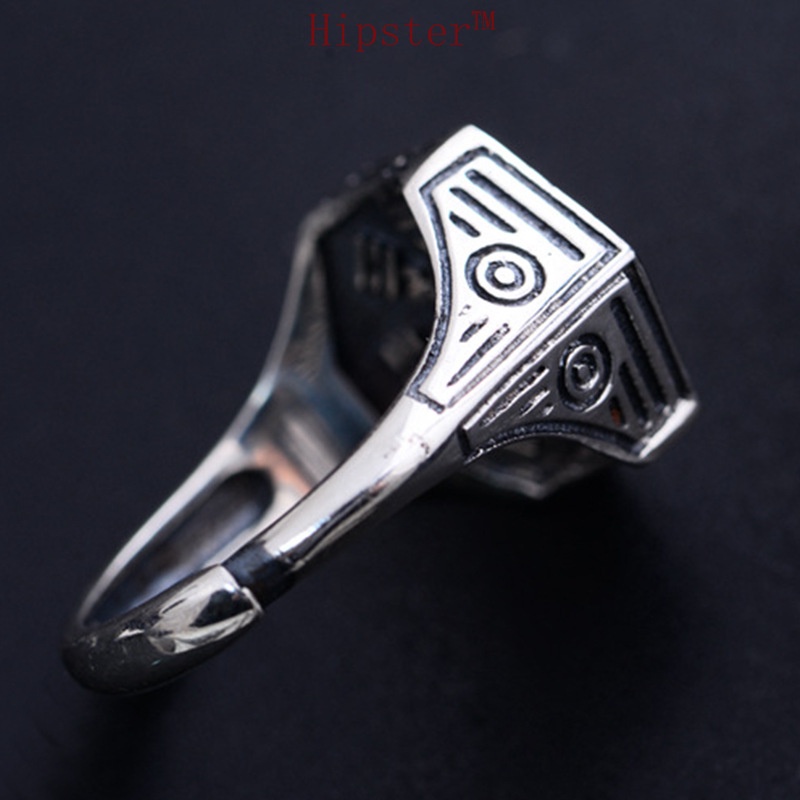 New Retro Ethnic Style Characteristic Black and Red Carved Gossip Mantra Adjustable Ring