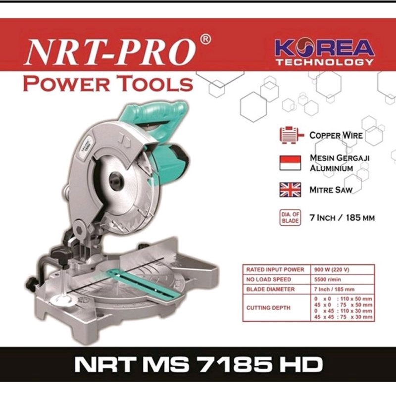 mitter saw NRT PRO 7185HD 7in/ mesin potong aluminium NRT PRO 7185 HD