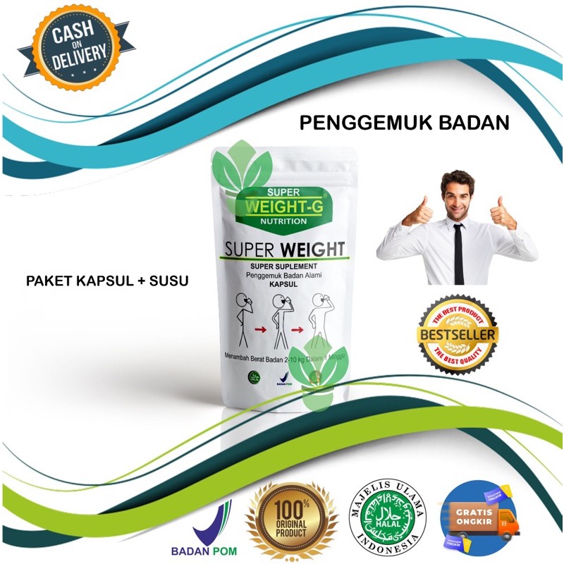 

SUPER WEIGHT KAPSUL DAN SUSU HERBAL PENGGEMUK BADAN by health market