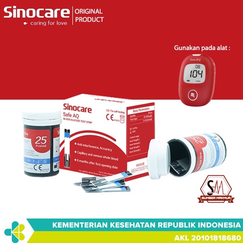 Sinocare Safe AQ Smart Strip Uji Gula Darah (50 Strip)