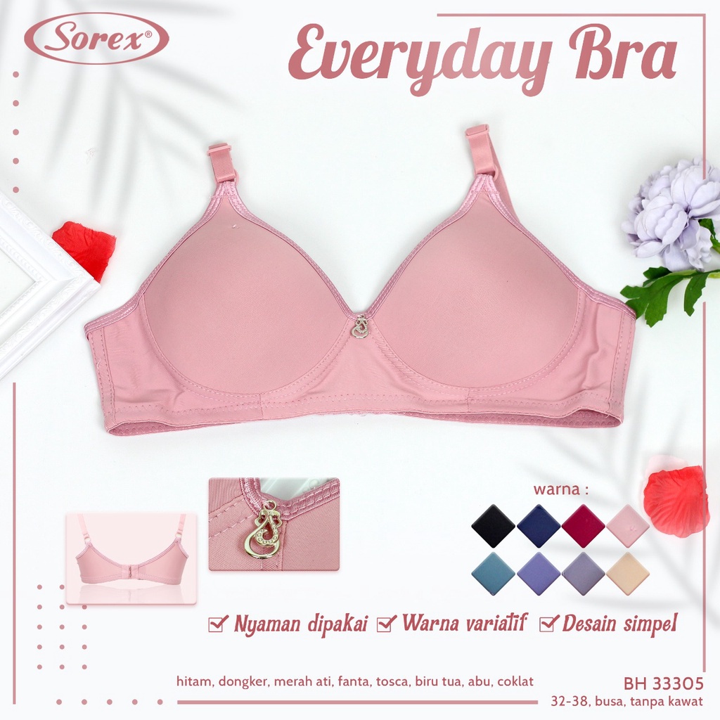 gos BRA BH FASHION SOREX 18160 &amp; 33305 Sorex Bra Busa Tanpa Kawat Kait 2 Setara Cup B Jennifer