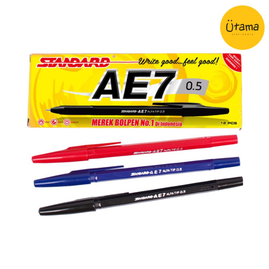 

Pulpen Standard AE-7 Hitam Biru Merah (Grosir 12pc @1.450)/Ballpoint AE7/Bolpoin/Bolpen