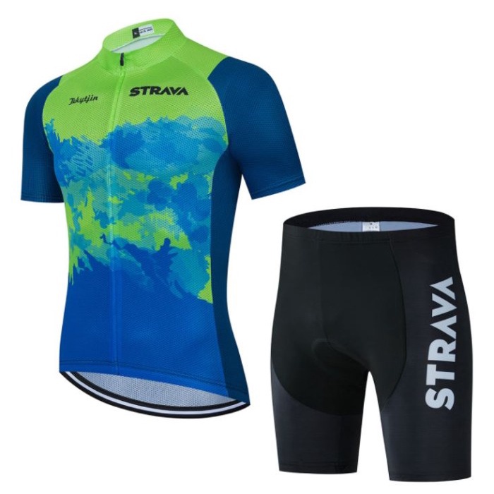 Baju Jersey Set Sepeda STRAVA Celana Padding Bahan Premium II