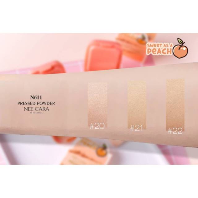 NEE CARA Pressed Powder Sweet As A Peach #N611 Thailand / Compact Powder / Bedak Padat Full Coverage