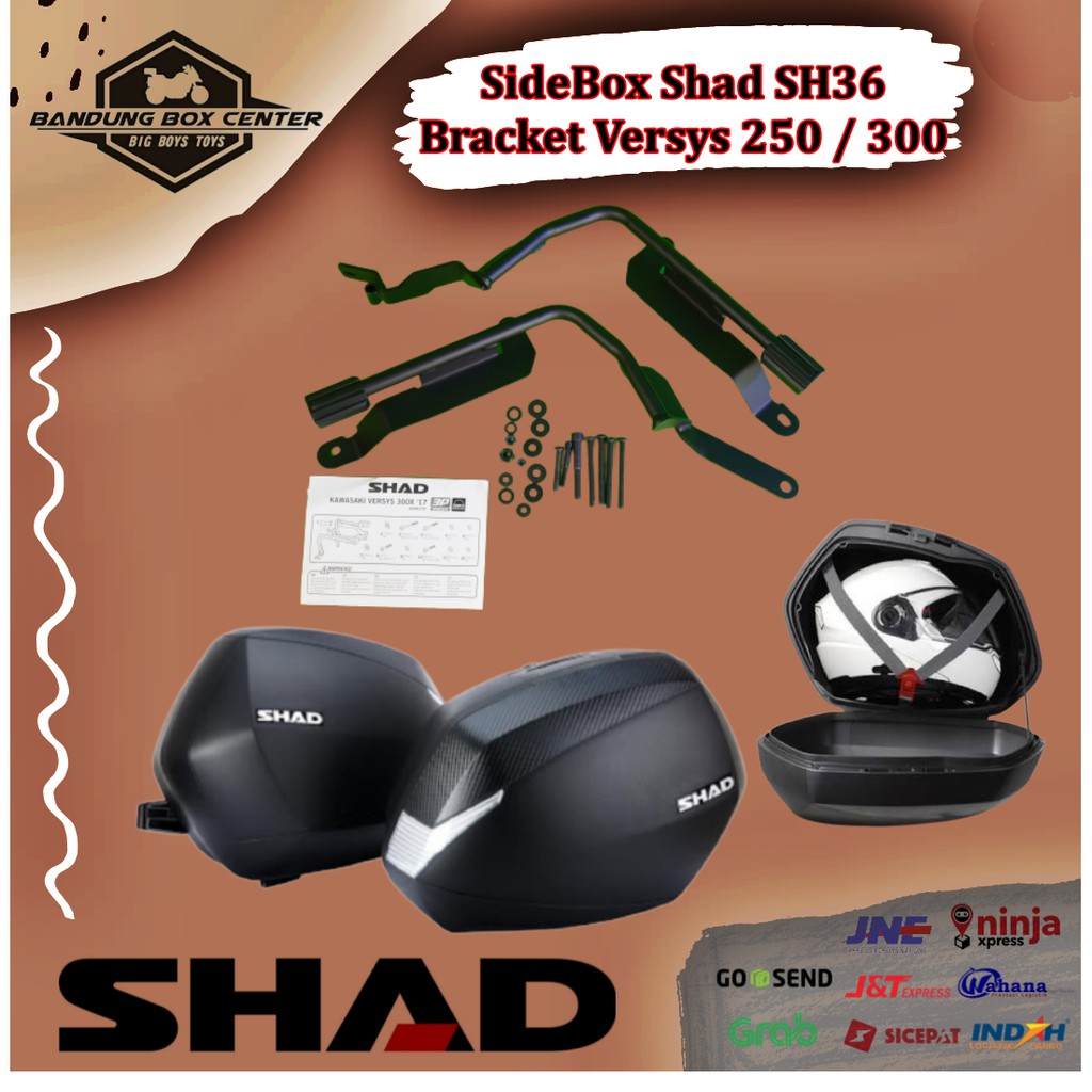 Paket Box Motor Box Shad SH36 Sidebox dan Bracket 3P System Kawasaki Versys 250 Versys250 Side Box