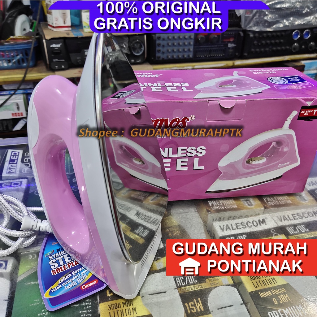 Setrika Listrik Cosmos Stainless Steel CIS 428 / CIS-428 cis428 pink stenles anti lengket
