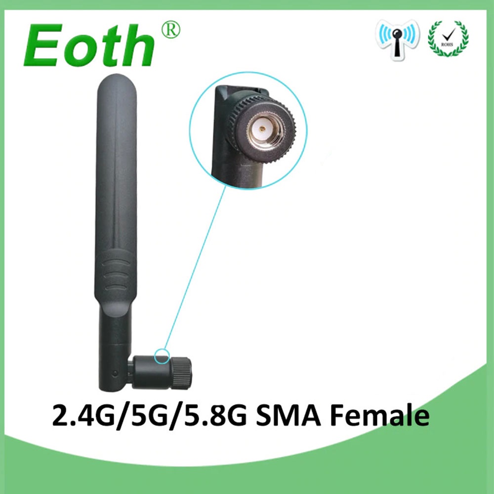 EOTH Antena Router WiFi Amplifier Dual Band Wireless Network 2.4GHz 5GHz 8dbi RP-SMA - Black