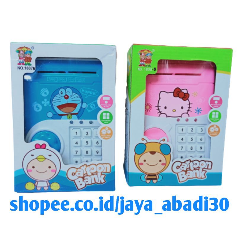 (FREE BATTERAI) MAINAN ATM MINI BRANKAS USB MINI DORAEMON HELLO KITTY / BELAJAR MENABUNG SEJAK DINI