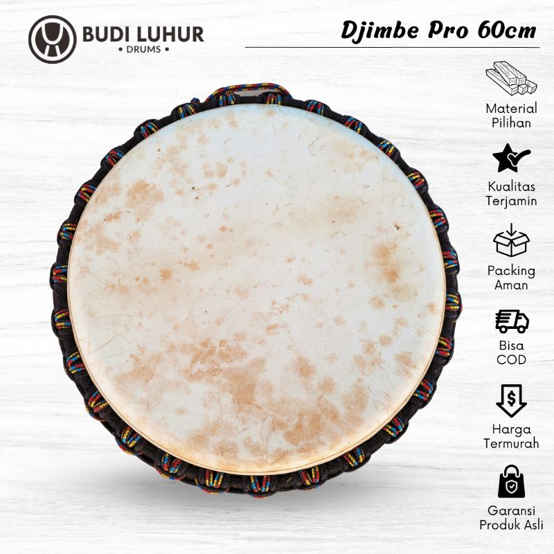 Djimbe Pro Kendang Jimbe Gendang Afrika Reggae Ukuran Jumbo 60cm x 13 inch Kelas Profesional Fullset Softcase Bergaransi