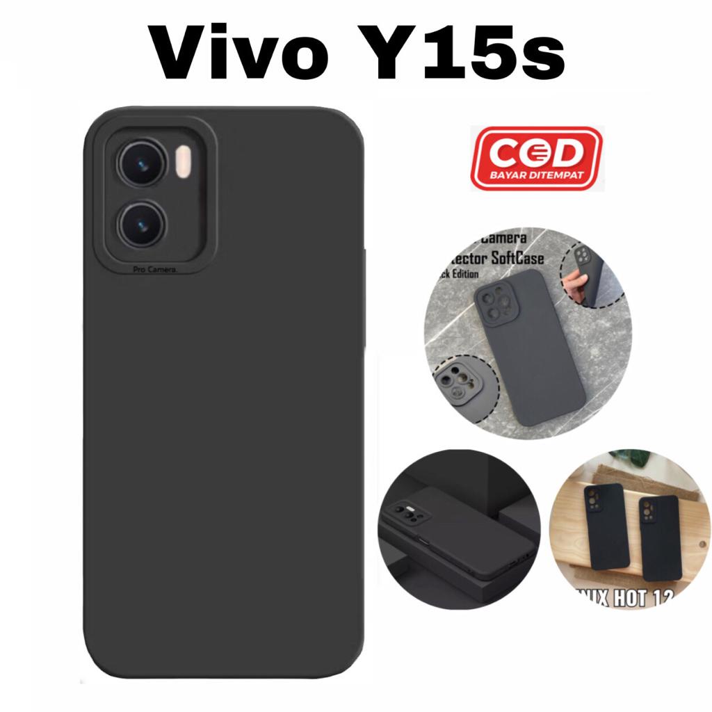 Case VIVO Y15S Y16 Y35 2022 Y15A Luxury Liquid Pro Camera Protection Camera Casing Hitam Polos