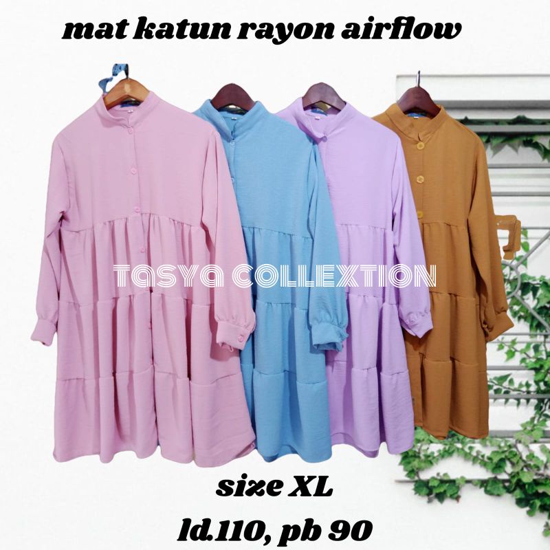 LONG TUNIK SORAYA MAT KATUN RAYON CRINKLE AIRFLOW