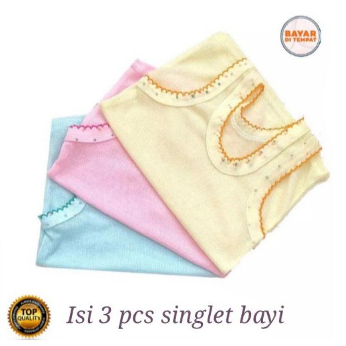 PAKET MURAH 3 PCS SINGLET BAYI 0-3 TAHUN Kaos dalam bayi WARNA Ukuran S / M /L / XL baby newborn