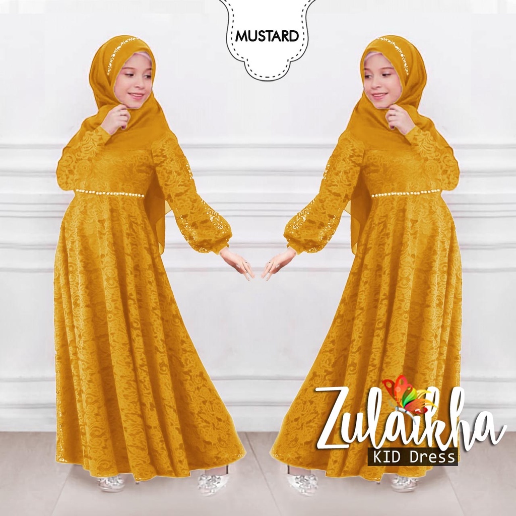 ZULAIKHA MAXI DRESS ANAK 6-8TH / GAMIS ZULAIKHA KID / DRESS BRUKAT LEBARAN ANAK / BAJU PESTA KONDANGAN