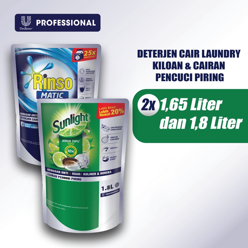 Jual Sunlight Professional Sabun Cuci Piring Jeruk Nipis 1.8L + Rinso