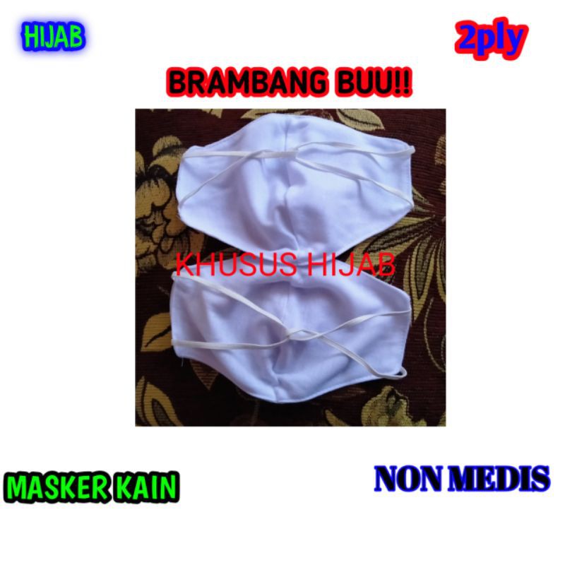 Kain Masker Putih Polos Berhijab Non Medis