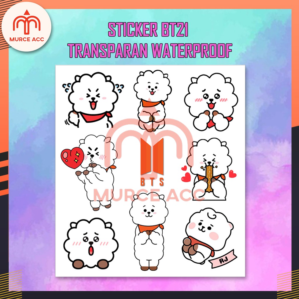 Stiker BT21 BTS Transparan Waterproof KPOP