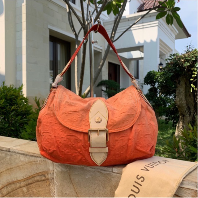 LV sunray orange denim mirror second bekas ori leather preloved but new