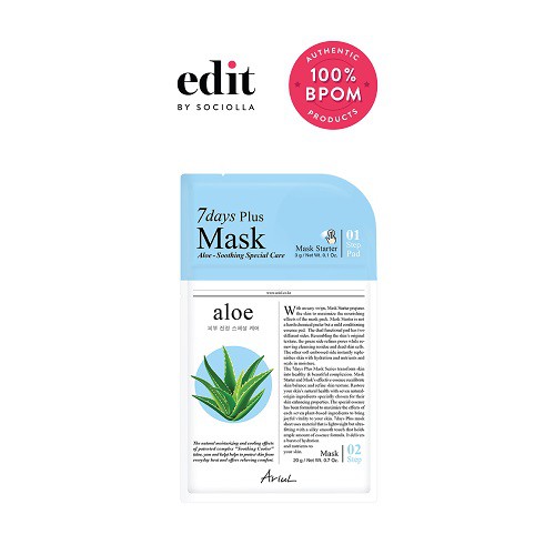 

Ariul 7Days Plus Mask - Aloe - Size: 20 gr - Edit by Sociolla