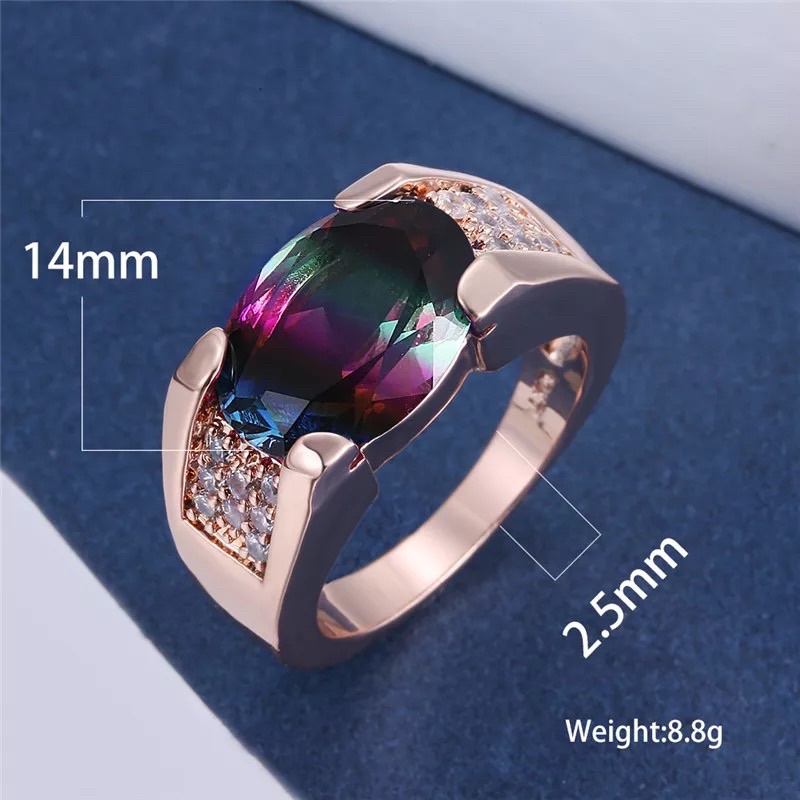 Cincin Batu Ametrine MultiColor Ring Rose Gold 16K Mewah Berkelas