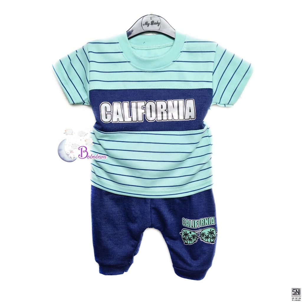 BOBOBAM BAJU BAYI ECER CASUAL KASUAL SETELAN ANAK CALIFORNIA COWO LAKI-LAKI HARGA GROSIR