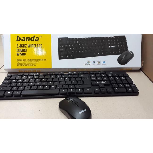 Keyboard Mouse Wireless Banda W500 Combo