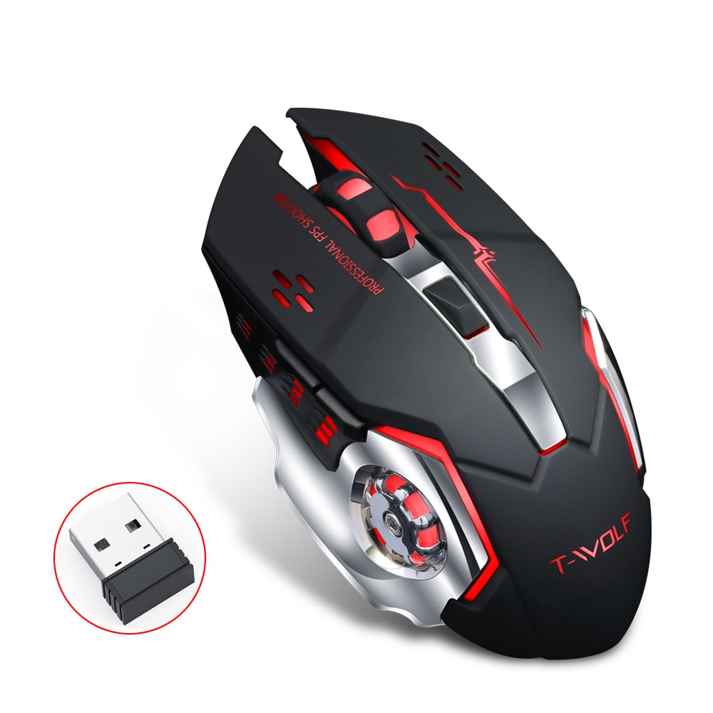 SKU-1059 MOUSE GAMING WIRELESS LED T-WOLF Q13 (RGB) SILENT MOUSE TWOLF