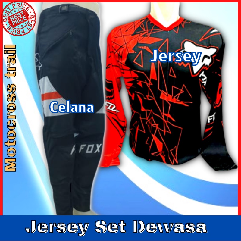 SETELAN JERSEY TRAIL CROSS SET CELANA CORDURA/ Baju trail motocross off road dewasa/Baju motor trail