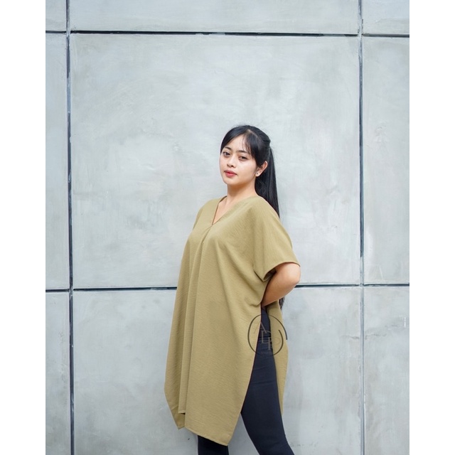 LONG SQUARE TOP ATASAN BLOUSE WANITA AIRFLOW CRINKLE ANTI LECEK AIR FLOW