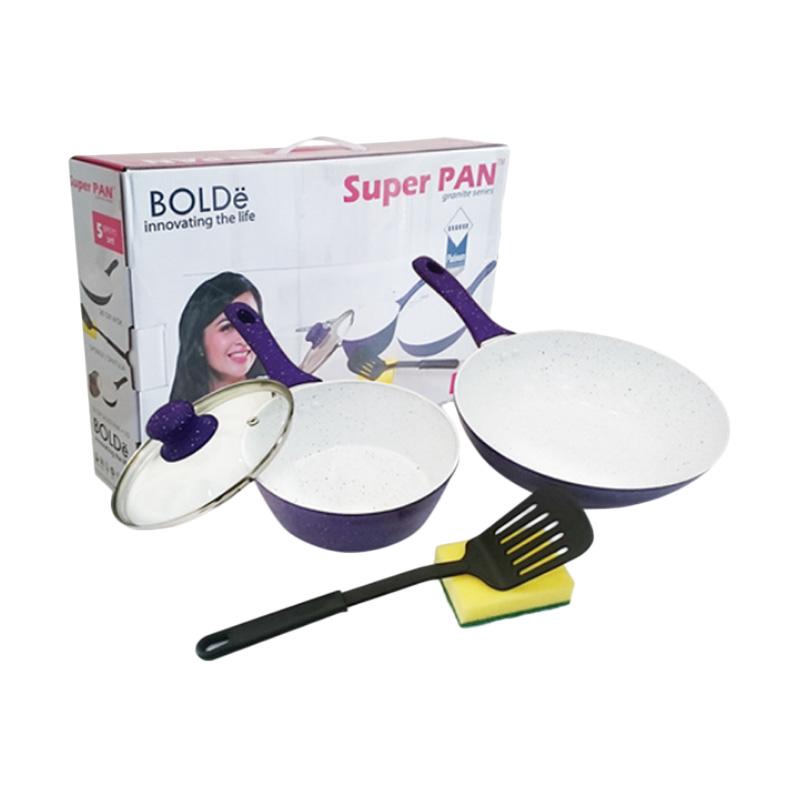 Bolde Super Pan Set Purple 5 Pcs Dengan lapisan Granite Anti Lengket Dan Alas Induksi