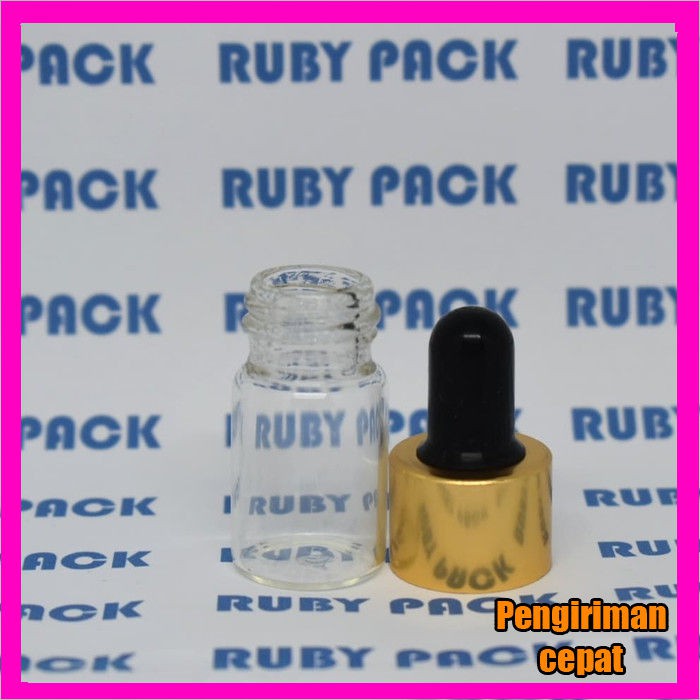 Botol Kaca Pipet 5ml Hitam Emas Bening Tipis