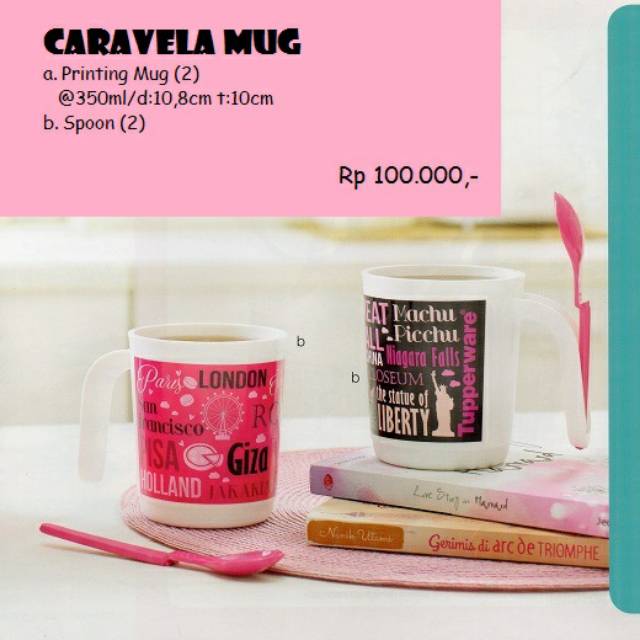 Tupperware Caravela Mug 2 Set - Pink Black