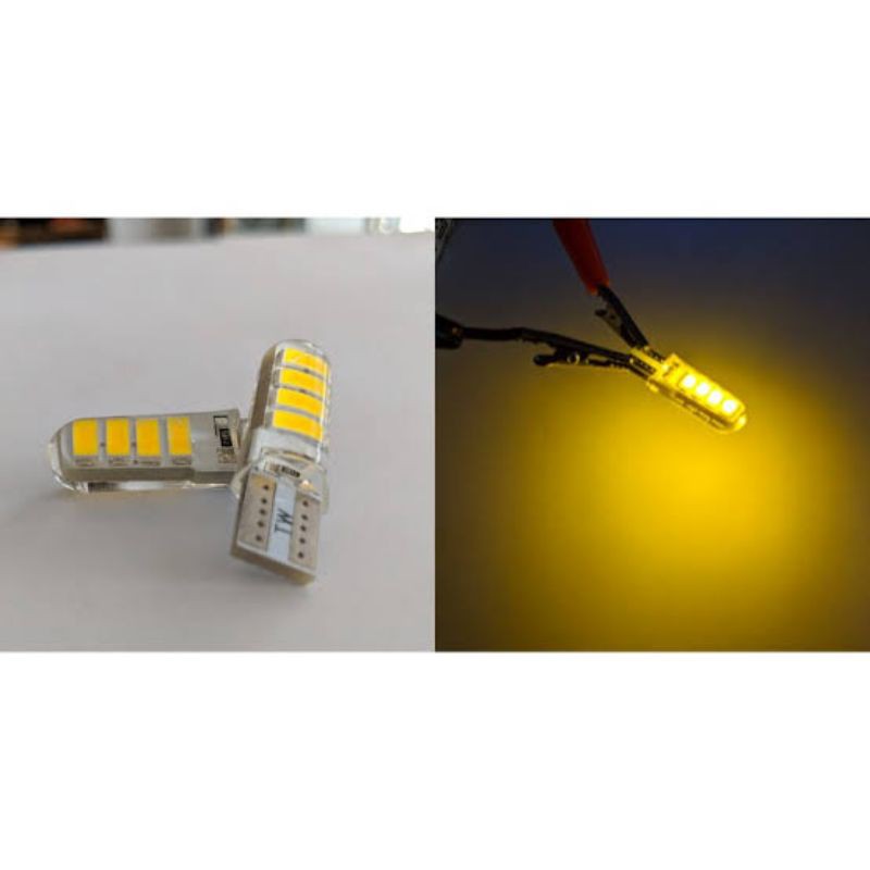 Lampu led sen 6 mata t10 jelly flash kedip strobo universal semua motor-Kuning