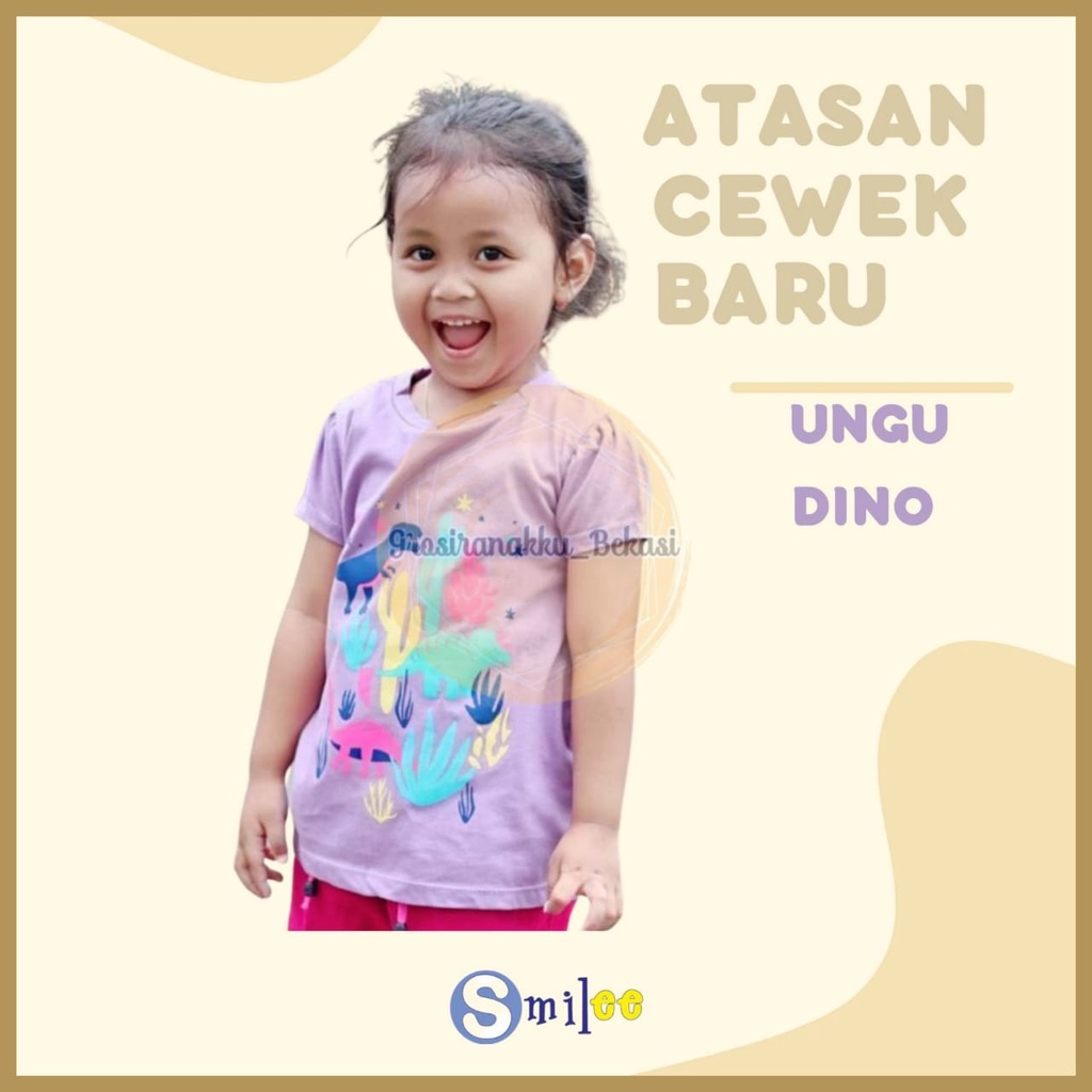 Atasan Anak Smilee Motif Ungu Dino Size 1-5Tahun