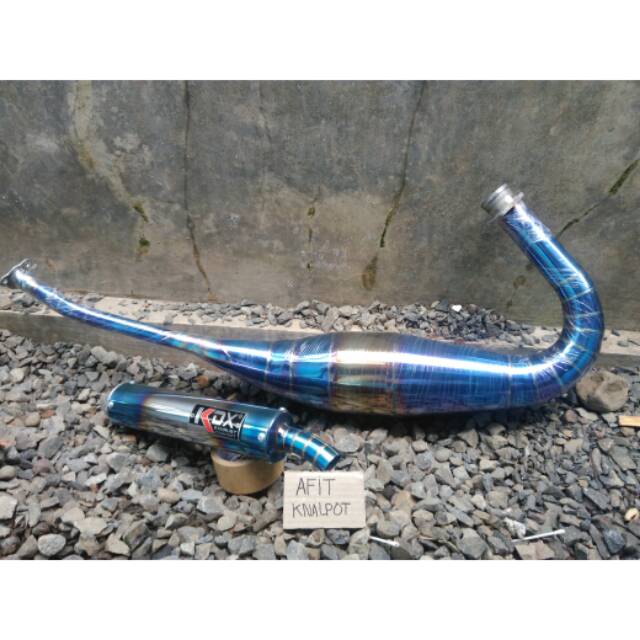 Knalpot ninja 150r ninja 150rr stainlis biru blue pelangi