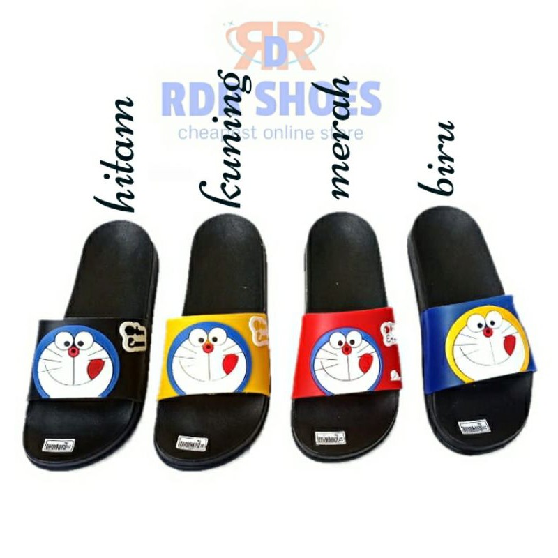 sandal doraemon kokop gambar timbul full karet