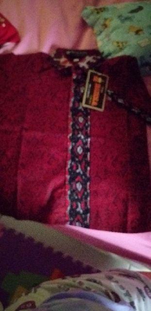 Ruzza Batik Couple Motif Mega Mendung Merah Biru Batik Seragam Keluarga Navy Marun Size M L Xl