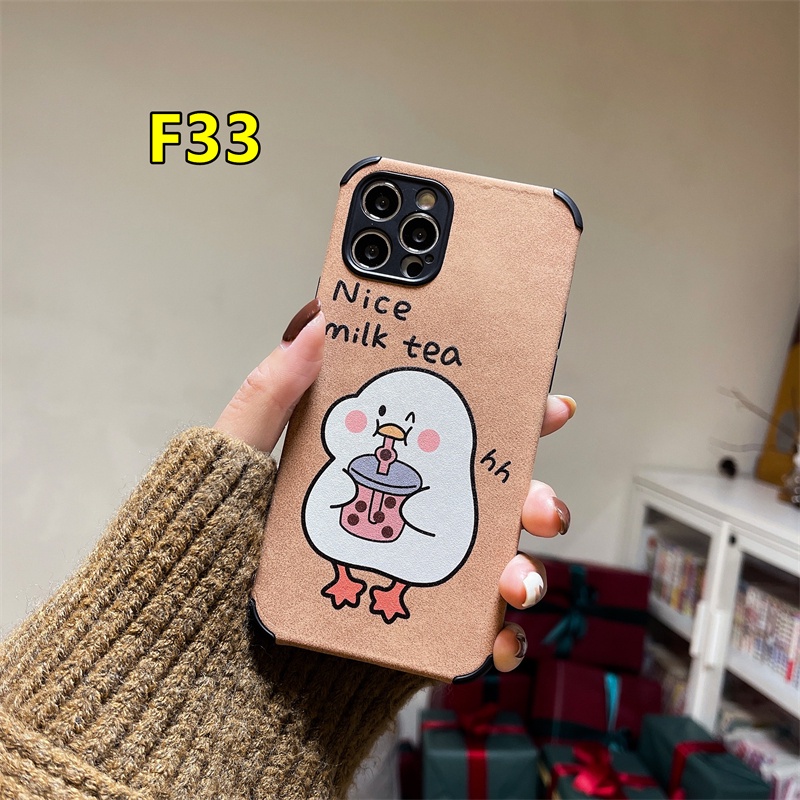 Case OPPO A7 A5S A15 A15S A54 A5 A9 A53 A33 A31 2020 A12 A3S A52 A72 A92 A93 A94 A1K Reno 4 5 5F 4F 4Lite 5K 5Lite OPPO F17 F19 PRO A35 A12S A11K A11 A11X A12E A53S A32 A8 Find X3Lite C1 C2 The New Tide Brand Duck Soft Case Lamb Skin Leather-#F33