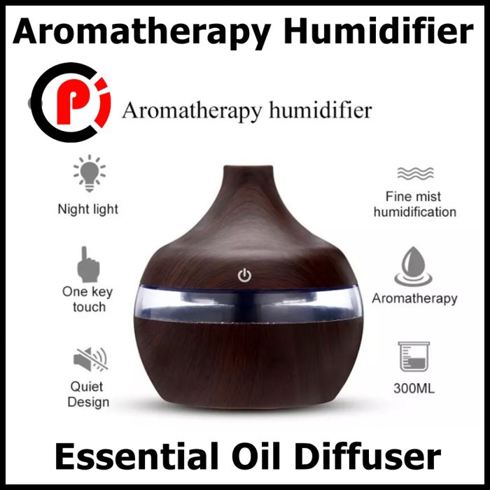 Ultrasonic Humidifier Aromatherapy Essential Oil Diffuser 300ml Brown