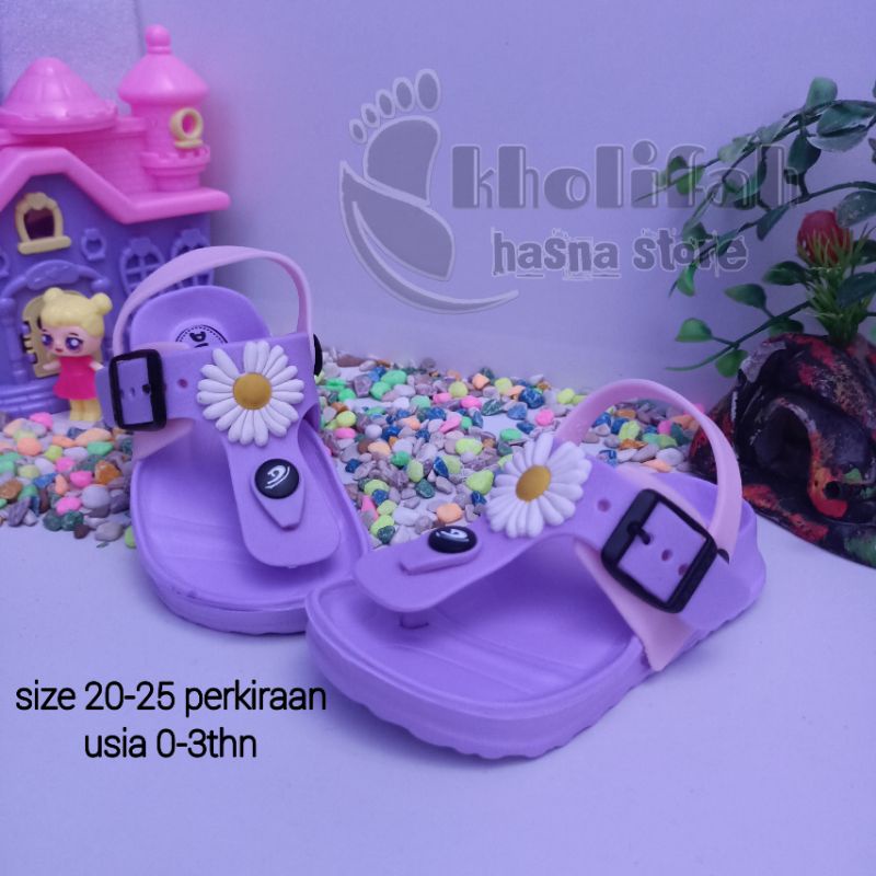 SANDAL JEPIT TALI BELAKANG BUNGA ANAK PEREMPUAN USIA 0-3THN DULUX 213E-CW