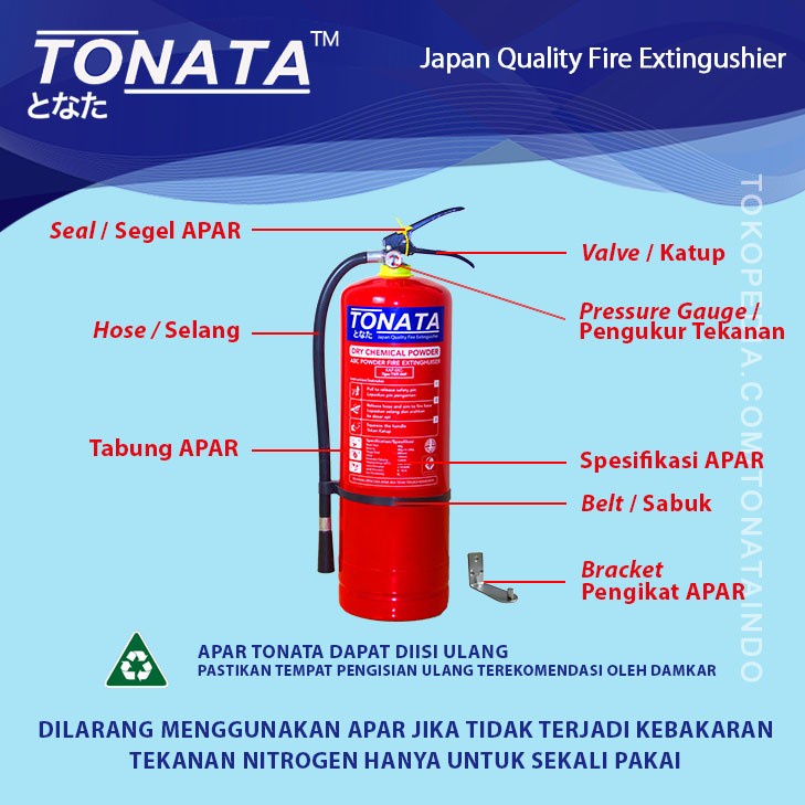 Alat Pemadam Api Ringan Dry Chemical Powder Kapasitas 9 Kg Tonata