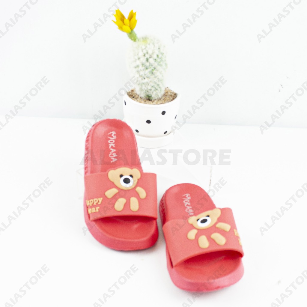 Sandal slop wanita import jelly teddy bear - Mokaya E2118 (24-41) / Sendal Selop lucu warna