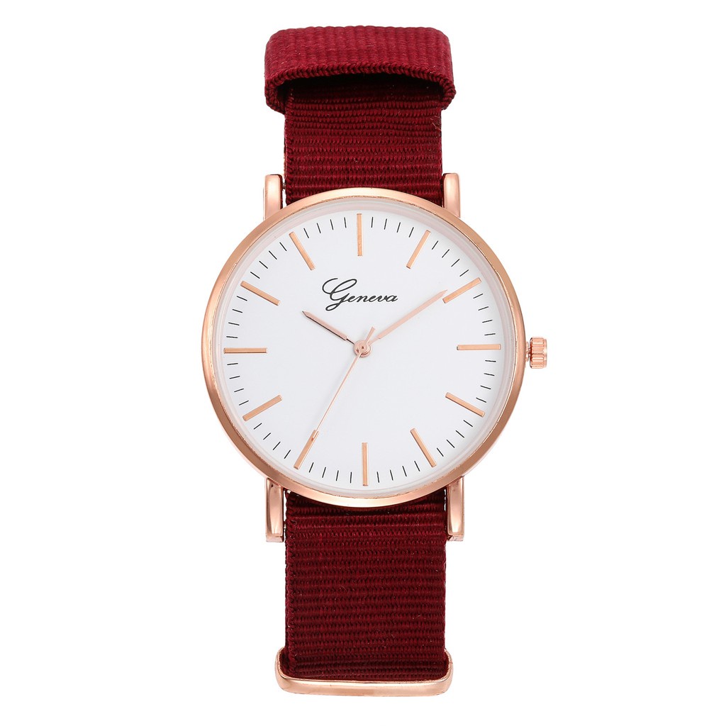 ✅COD Jam Tangan GEVENA TALI CANVAS - Quartz Fashion Wanita Casual Wrist Watch-Merah