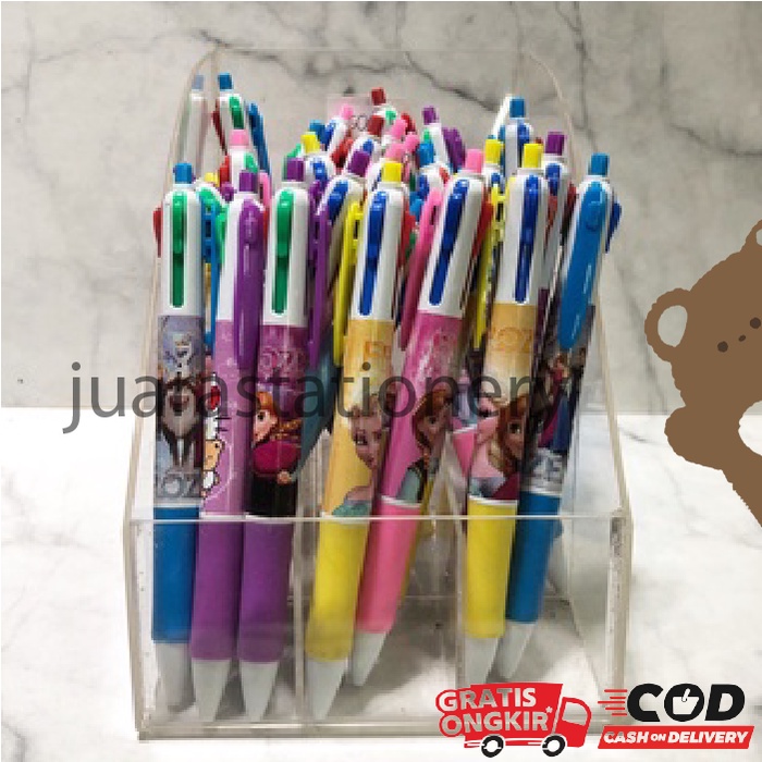 766 - Pulpen 4 Warna SpiderMan SuperHero Heroes Hello Kitty Princess Frozen Barbie / Bolpen 4 warna 