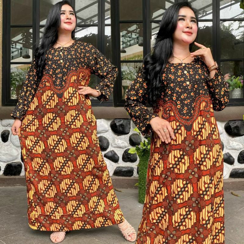 TERBARU TERMURAH..!!!longdress batik cap Pekalongan warna sogan dress kekinian busui