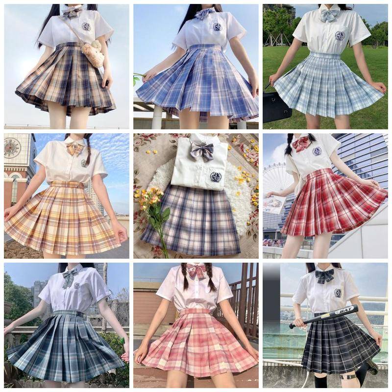 【Wetrose】Ready Stock Fashion JK Uniform Original Short Skirt Full College Style Student Suit Lattice Seragam Sekolah Jepang Seifuku Seragam Siswa Rok Set Musim Panas Musim Semi Party Comic Anime Event