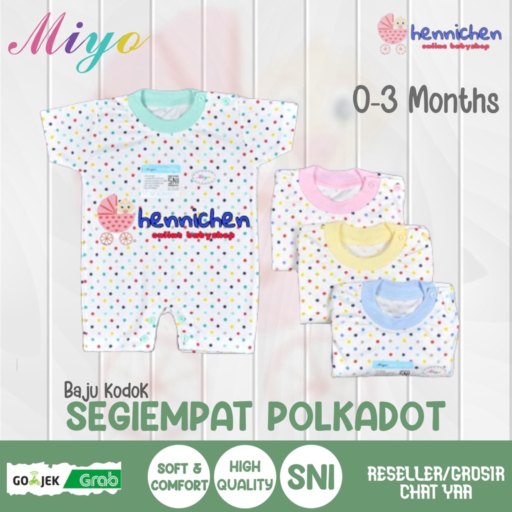 MIYO Baju Kodok Segiempat/Romper Bayi/Baby Polkadot Newborn (0-3M)